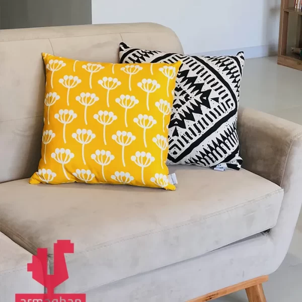 Yellow patterned cushion in Tehran