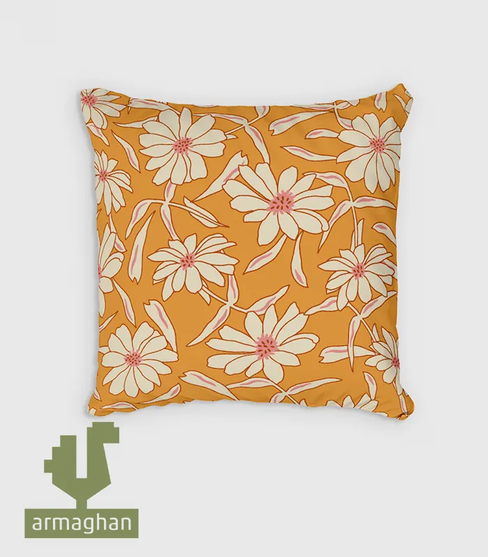 Orange-floral-cushion-with-big-flower