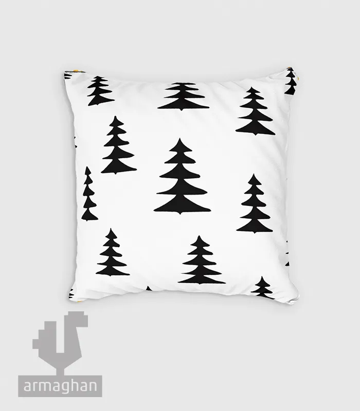 Black-and-white-pine-tree-design-cushion