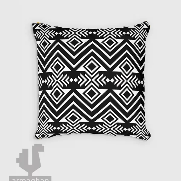 Cushion-with-black-and-white-velvet-design