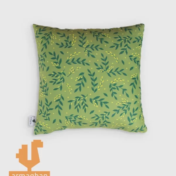 Green-cushion- with-leaf-design