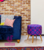 Buying-pouf-with- wooden-base
