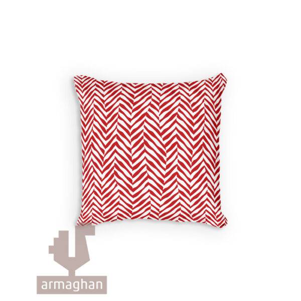 Lacquered-red-patterned-cushion