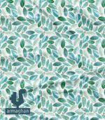 Buy-green-patterned-fabric-with-blue-leaves