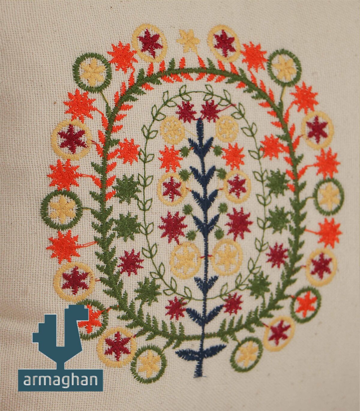 Buy an embroidered cushion close-up